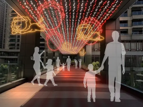 ▲新北耶誕城百揚天橋-極限火圈表演。（圖／新北市政府提供）