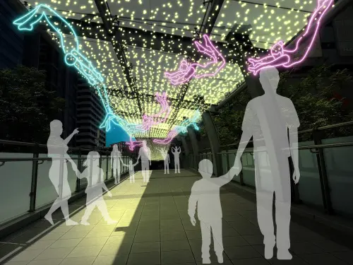 ▲新北耶誕城小遠百天橋-華麗空中飛人。（圖／新北市政府提供）