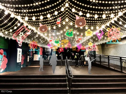 ▲新北耶誕城B1連通道，星光LINE大道。（圖／新北市政府提供）