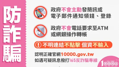 ▲政府普發現金1萬，防詐騙看這裡。（圖／財政部提供）