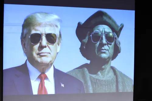 ▲哥倫布發現了新大陸，美國總統川普則是讓美國貨幣霸權從實體世界跨入虛擬世界。（圖／記者朱永強攝）