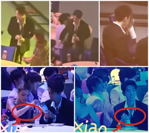 ▲中國男星肖戰日前出席大灣區電影音樂晚會，全程使用自己的杯子，連和容祖兒同桌時也不例外。（圖／翻攝自Threads）