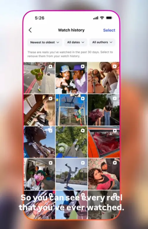 ▲IG推出的觀看紀錄頁面功能相當完整，用戶可以按照「由新到舊」或「由舊到新」來排序影片。（圖／翻攝IG@AdamMosseri）