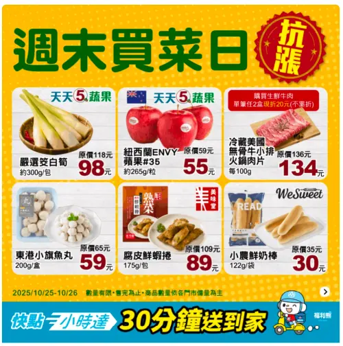 ▲全聯官方LINE好友今明兩天推出抗漲優惠。（）