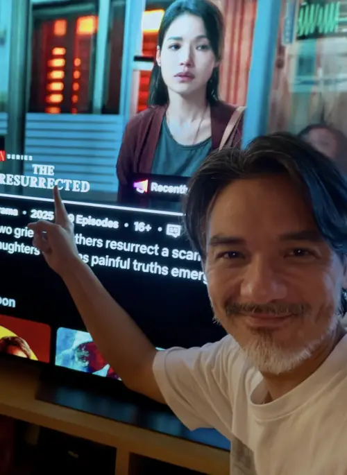 ▲馮德倫（右）發圖文顯示有欣賞太座舒淇（左）主演的新戲《回魂計》，稱讚她在裡面演出很好。（圖／摘自 IG@stephenfungible）