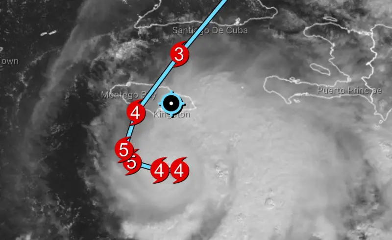 ▲颶風美莉莎（Hurricane Melissa）即將登陸加勒比海的島國牙買加。（圖／翻攝自X）
