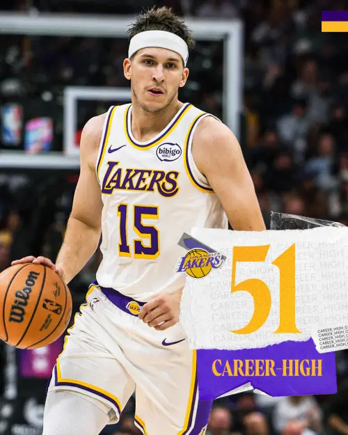 ▲唐西奇、詹皇缺陣下，里夫斯一夫當關攻下生涯新高的51分、11籃板、9助攻的「準大三元」。（圖／取自湖人X）