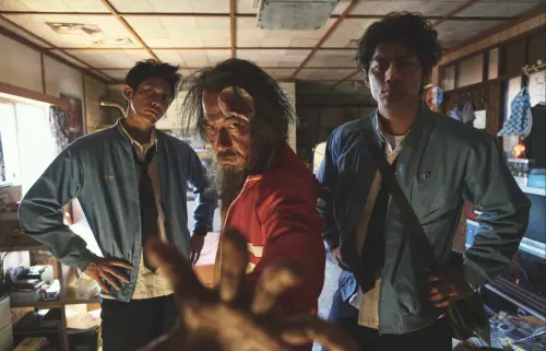 ▲柯震東（左起）、戴立忍、朱軒洋在九把刀新片《功夫》中的造型很獨特。（圖／麻吉砥加提供）