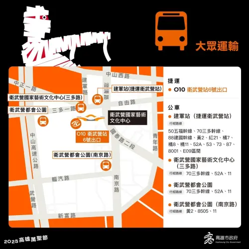 ▲高雄萬聖節活動大眾運輸資訊圖卡。（圖／高市府教育局提供）