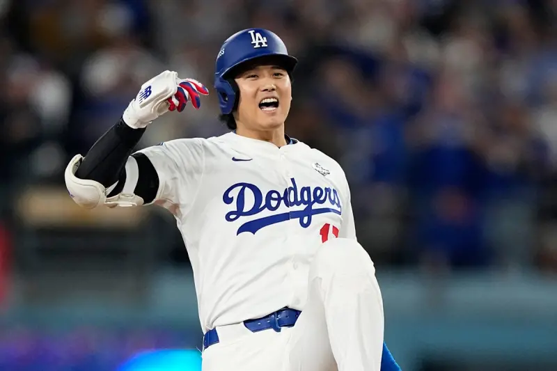 ▲大谷翔平雙響砲，季後賽生涯全壘打數累積至11發，正式超越松井秀喜，成為日本球員在MLB季後賽史上的全壘打紀錄保持人。（圖／美聯社／達志影像）