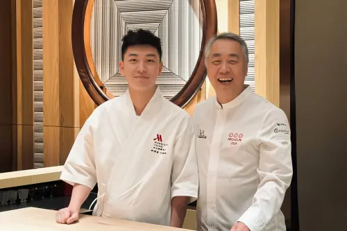 ▲神田主廚率（右）領7人團隊來台，將與台北萬豪酒店「KOUMA日本料理 小馬」主廚江鎮佑（左）攜手推出餐宴。（圖／台北萬豪酒店提供）