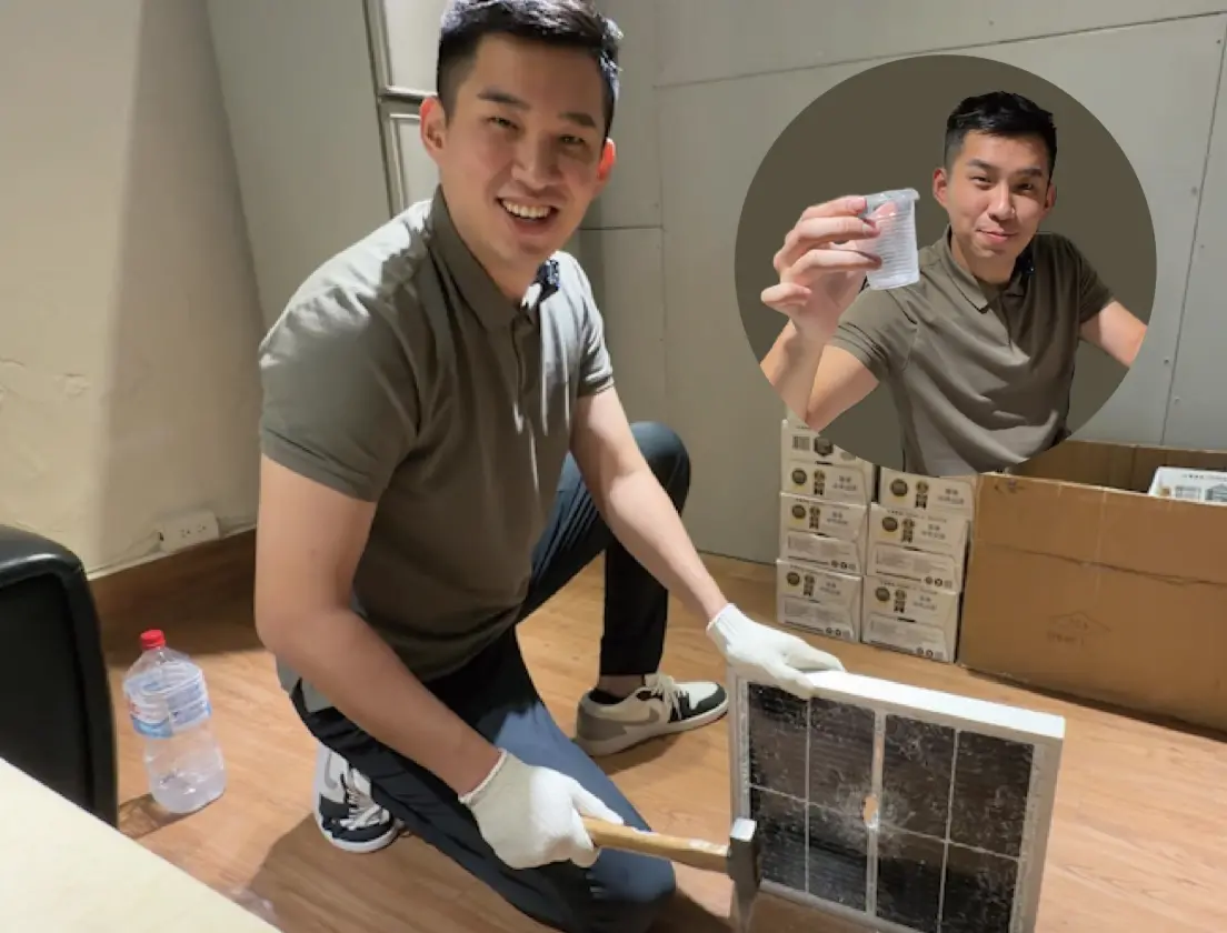 ▲民進黨台北市黨部前副執行長陳聖文今（28）日在臉書預告，將進行「光電板擊破實驗」。（圖／翻攝自陳聖文FB）