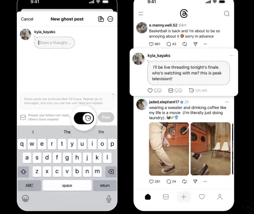 ▲Threads加入了限時貼文新功能，主打「純文字」，24小時就會自動消失。（圖／翻攝官網）