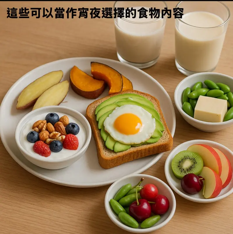 ▲醫師建議宵夜份量要小、最好睡前 1.5–2 小時前吃完，避免胃食道逆流，而「原型食物」比加工品更好，能減少身體負擔。（圖／劉博仁營養功能醫學專家）