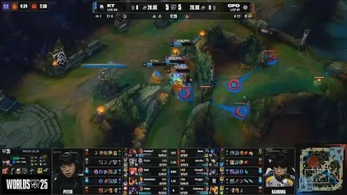 ▲17分鐘CFO第三條龍團不只偷到龍，還打出0換2神團戰，Rest後續又在中路1打3成功互換。（圖／YT@LOL Esports TW）