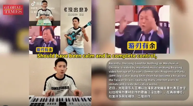 ▲來自中國的創作人王搏改編民進黨立委王世堅的質詢金句，結果在兩岸爆紅，他坦言自己也沒想到。（圖／翻攝畫面）