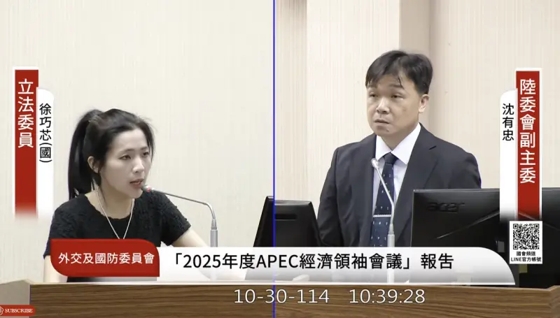 ▲陸委會副主委沈有忠談及淘寶、拼多多下架議題，鬆口「大方針是這樣」。（圖／翻攝自國會頻道）