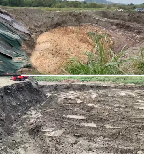 ▲台中市霧峰的燕圾湖，昨天已經覆土掩埋，但江和樹批評並不確實。（圖／江和樹提供，2025.10.30）