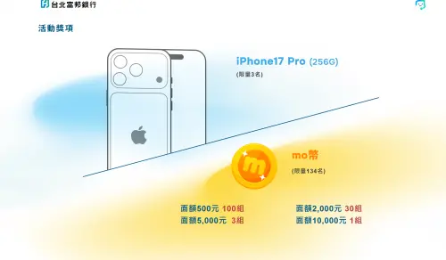 ▲北富銀表示，11月17日至12月31日持金融卡至北富銀ATM提領普發現金，並於活動期間綁定北富銀LINE官方帳號，即可獲得iPhone 17 Pro抽獎資格。（圖／台北富邦銀行官網）