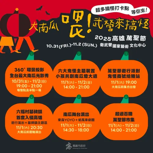 ▲「2025高雄萬聖節」活動時間表。（圖／高市府教育局提供）