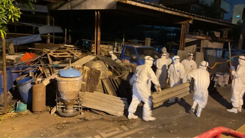 卡糞10公分！非洲豬瘟案場髒亂超乎預期　化學兵被迫延後進場