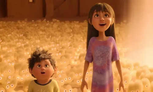 ▲冒險喜劇《白日夢奇遇記》描寫史蒂薇和弟弟艾略特來到了奇特怪異的夢之國度，但他們只要挺過各種難關，包括不好惹的長頸鹿玩具、殭屍早餐、惡夢皇后等，睡魔就會幫他們實現最大的願望：擁有一個完美的家庭。（圖／Netflix提供）