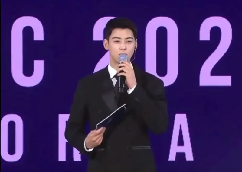 ▲韓國APEC峰會今（31）日舉辦正式歡迎晚宴，晚宴主持工作由正在服役的歌手兼演員「臉蛋天才」車銀優擔任。（圖／翻攝自網路）