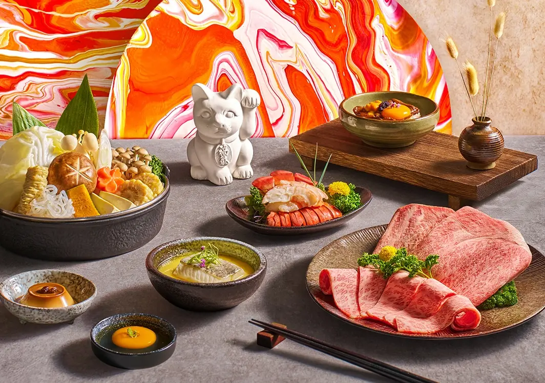 ▲Extension 1 by 橘色以「吃下好事・流下好運・招來幸福」為主題，推出「好事發生 壽喜燒強運套餐」。（圖／橘色生活提供）