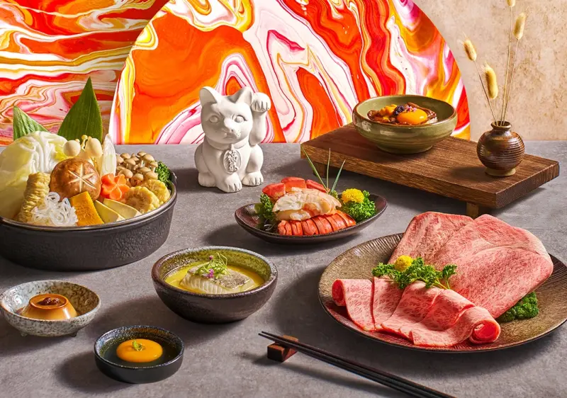 ▲Extension 1 by 橘色以「吃下好事・流下好運・招來幸福」為主題，推出「好事發生 壽喜燒強運套餐」。（圖／橘色生活提供）