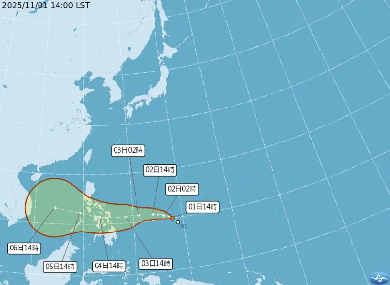 ▲菲律賓東方熱帶低壓估最快明天增強為颱風「海鷗」，路徑距離台灣遙遠，對天氣沒有直接影響。（圖／中央氣象署cwa.gov.tw）