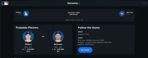 ▲洛杉磯道奇隊大谷翔平將在世界大賽G7交手多倫多藍鳥隊薛澤。（圖／截圖自大聯盟官網）
