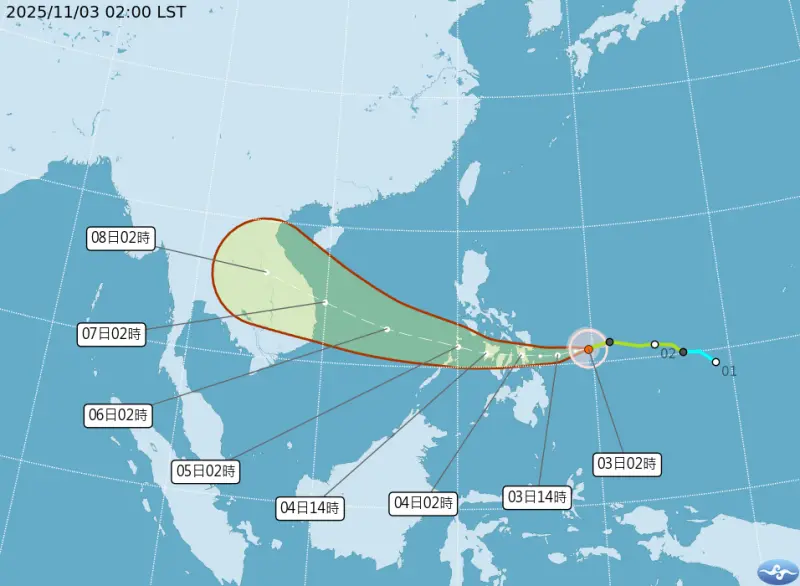 ▲中央氣象署表示，海鷗颱風有機會增強為中颱，海鷗颱風路徑將朝菲律賓東方海面偏西進行，對台無直接影響；氣象專家吳德榮則指出，今明受到東北季風影響，降雨將擴大。（圖／中央氣象署cwa.gov.tw）