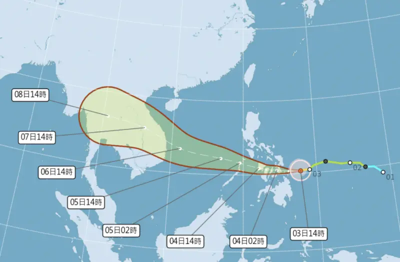 ▲海鷗颱風路徑往西，對台灣無影響，不過菲律賓東方海面還有熱帶系統發展，不排除生成新颱風。（圖／中央氣象署cwa.gov.tw）