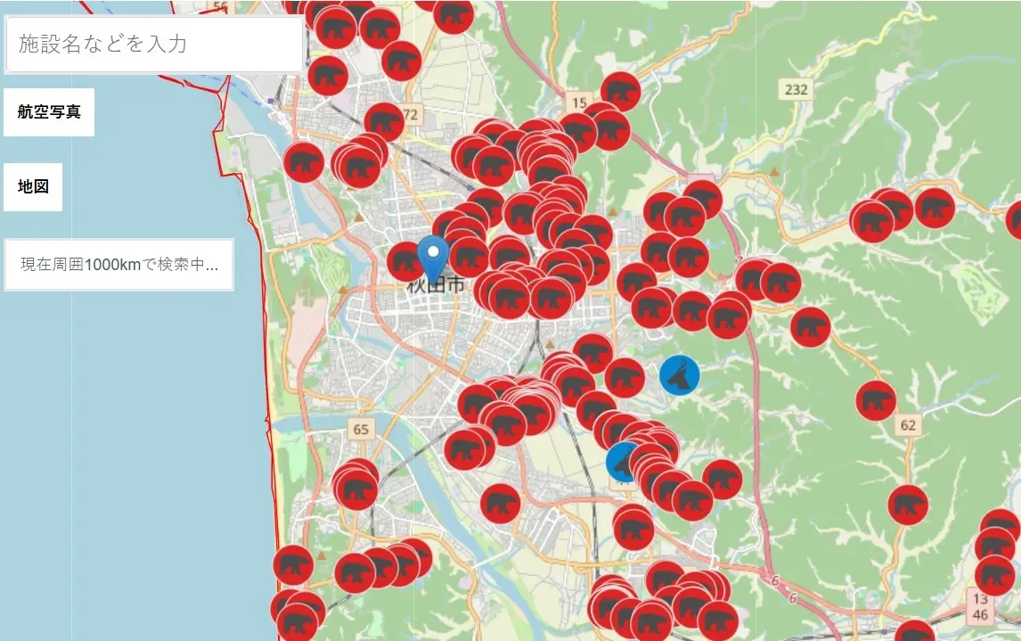 ▲日本熊害不斷，秋田縣成為重災區，秋田市光是在3日中午前就有4起熊目擊回報。（圖／翻攝自Kumadas網頁）