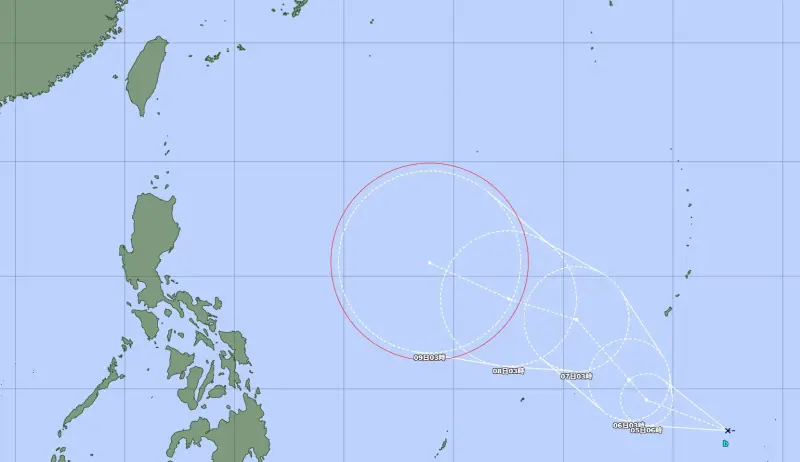 ▲關島南方目前有熱帶性低氣壓，最快今明兩天（11月5日至11月6日）會發展成「鳳凰颱風」。（圖／日本氣象廳https://www.data.jma.go.jp/multi/index.html?lang=cn_zt）