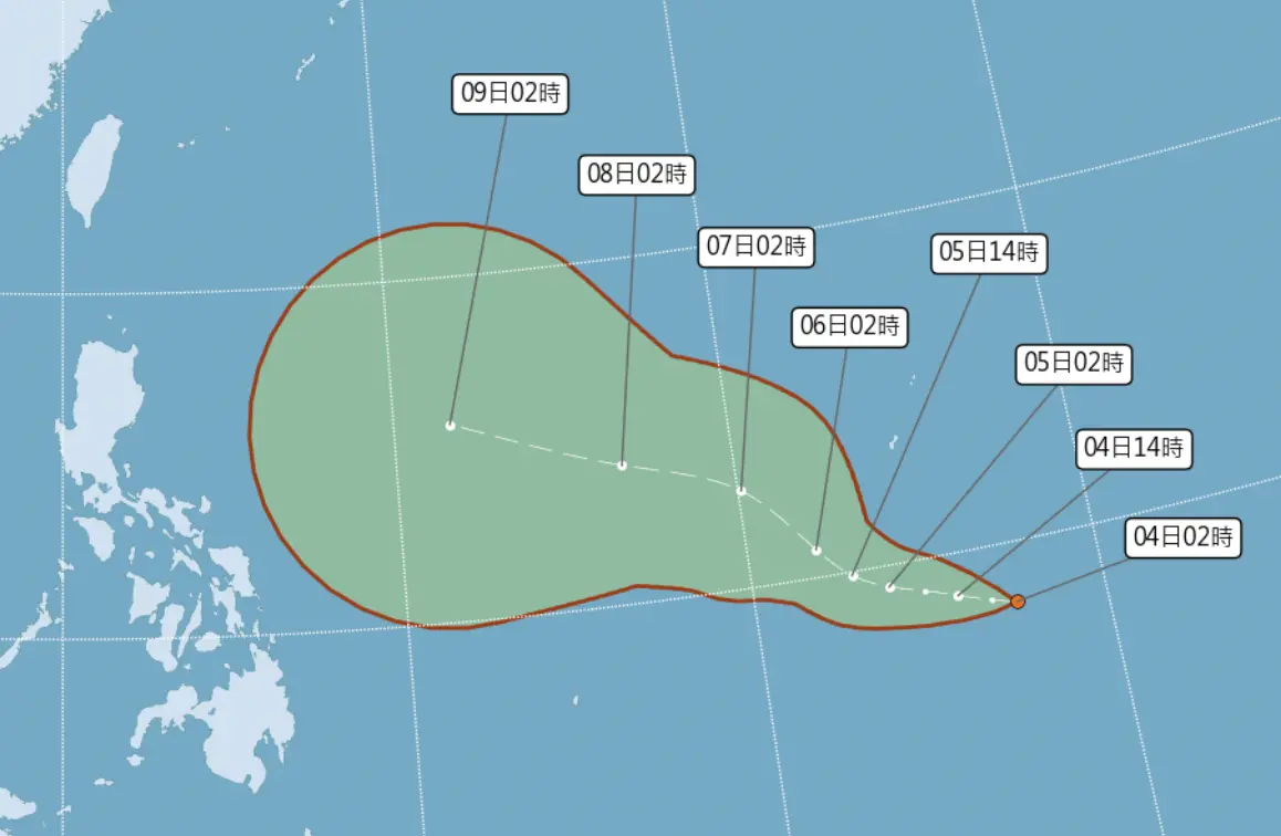 ▲熱帶低壓TD29，準備增強為今年第26號颱風「鳳凰」，路徑會先往西北移動，下周北轉靠近台灣（圖／中央氣象署cwa.gov.tw）