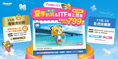 ▲台灣虎航2026夏季班表、ITF線上旅展！「799元起」促銷便宜機票。（圖／台灣虎航提供）