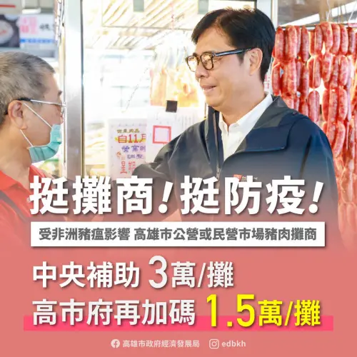 活豬載運今午解禁！高雄市續挺攤商　再加碼補助生鮮豬肉攤1.5萬
