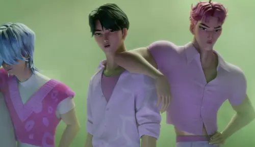 ▲《Kpop 獵魔女團》中的惡魔男團也有受歡迎的歌曲，人氣不見得輸女團。（圖／摘自IMDb）