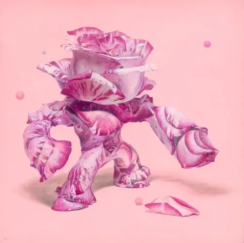 ▲<花朵星⼈類> 100 cm × 100cm。已被收藏（圖／玲廊滿藝提供）