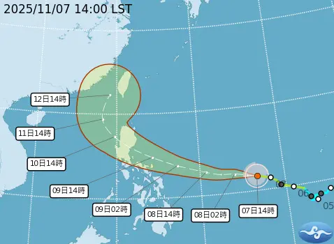 ▲各國系集預報路徑顯示，下週一、下週二向西北移動，鳳凰颱風來到台灣西南部近海地區，不過路徑仍有不確定性。。（圖/中央氣象署cwa.gov.tw）