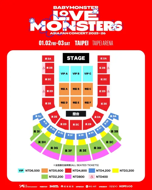 ▲BABYMONSTER台北小巨蛋演唱會座位圖。（圖／超級圓頂）