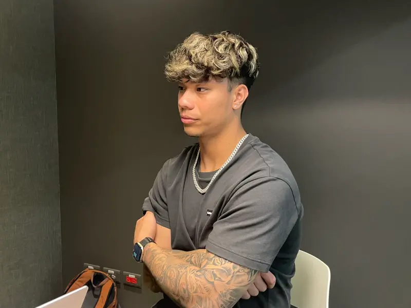 ▲效力洛杉磯道奇的台灣19歲強打柯敬賢，結束首年旅美球季後返台，近日接受《NOWnews》訪問，談到6月與偶像大谷翔平Live BP對決經歷，直言對橫掃球印象深刻。（圖／記者吳忠育攝）