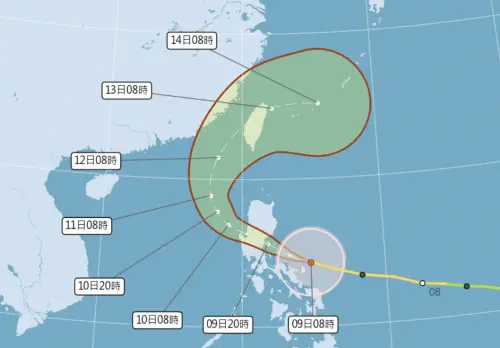 ▲鳳凰颱風路徑將登陸台灣西部，挑戰中央山脈後從台灣東部出海。（圖／中央氣象署cwa.gov.tw）