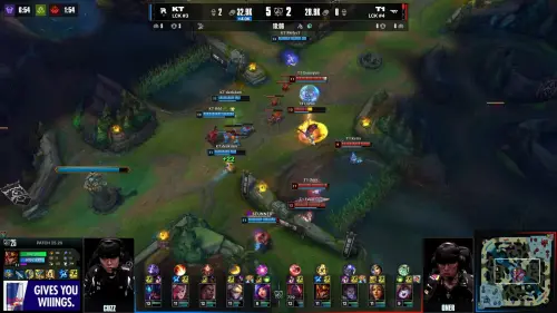 ▲比賽18分鐘雙方在中路爆發激烈團戰，Faker抓到了Cuzz位置，直接在團戰前秒殺對手，後續團戰也勝利，一度讓T1看到逆轉曙光。（圖／LOL Esports Flickr）