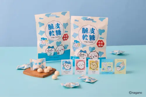 ▲買吉伊卡哇脆皮軟糖牛奶風味「免費送貼紙」，全系列共5款。（圖／上友食品sunfriendmouth.com/提供）