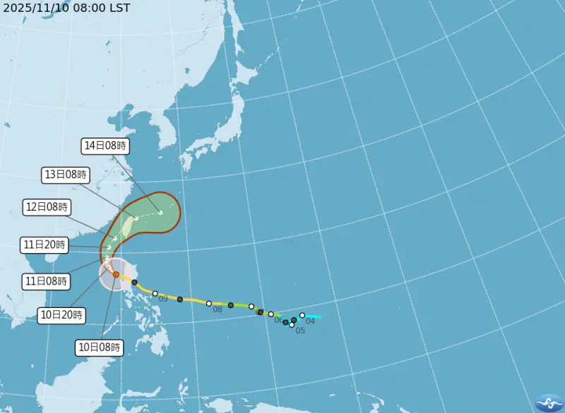 ▲鳳凰颱風預估將會在週三（11月12日）晚間登陸並穿越台灣，氣象署最快今天傍晚後發布海上颱風警報，明天上半天發布陸上颱風警報。本文整理全台景點休園、封閉或暫停等資訊。（圖／中央氣象www.cwa.gov.tw/V8/C/）