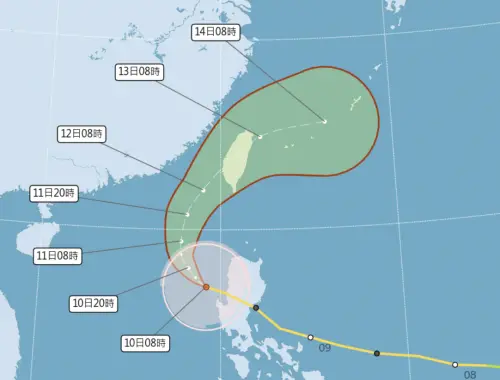 ▲鳳凰颱風預估將會在週三（11月12日）晚間登陸並穿越台灣，氣象署最快今天傍晚後發布海上颱風警報（圖／中央氣象www.cwa.gov.tw/V8/C/）
