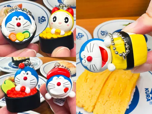 ▲藏壽司「哆啦A夢」5款公仔吊飾。（圖／藏壽司kurasushi.tw）