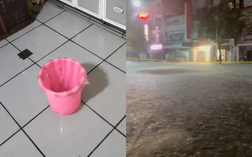 ▲有蘇澳居民表示，家中已經開始淹水；另外羅東火車站前也出現淹水災情。（圖／讀者提供）